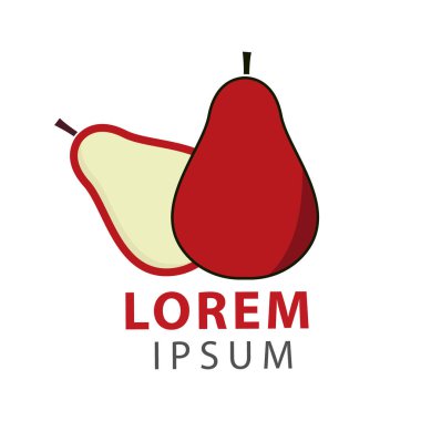 Kırmızı armut logo vektör çizimi. taze meyve logosu simgesi.