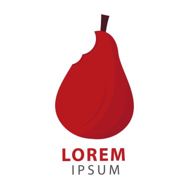 Kırmızı armut logo vektör çizimi. taze meyve logosu simgesi.