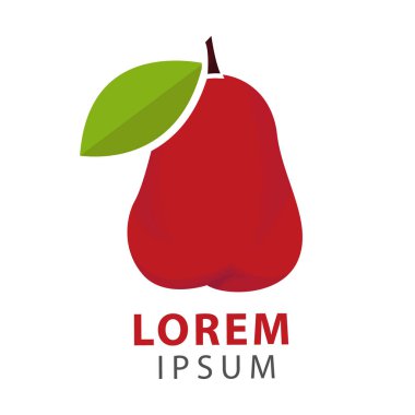 Taze Guava Elmalı Meyve logosu çizimi. Vitamin yiyeceği logosu. kırmızı guava.