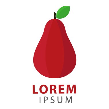Kırmızı armut logo vektör çizimi. taze meyve logosu simgesi.