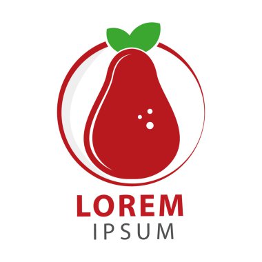 Kırmızı armut logo vektör çizimi. taze meyve logosu simgesi.