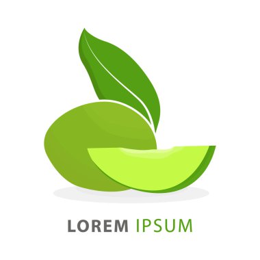 Ambarella meyveli logo vektörü. avokado meyvesi logosu tasarımı. meyve logosu.