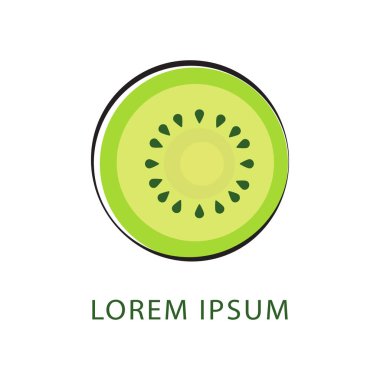 Kiwi Logo Simgesi Tasarım Vektörü. Beyaz arkaplanda izole edilmiş Kivi meyve dilimi yakın plan simgesi.