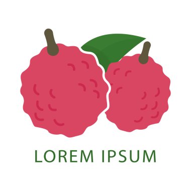 Lychee 'nin vektör çizimi. Tropikal meyve. Web tasarımı için liçi meyve vektör simgesinin düz çizimi.