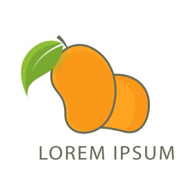 Düz mango meyvesi. yenilik vektör logo tasarımı simgesi