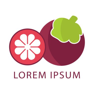 Mangosteen logo tasarım şablonu. mangosteen meyve vektörü.