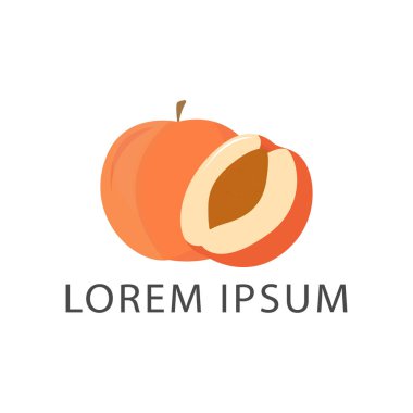 Şeftali logosu tasarımı. şeftali meyvesi simgesi simgesi.