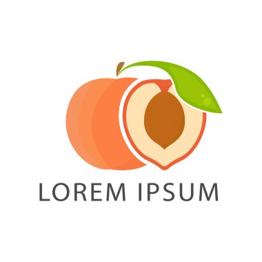 Şeftali logosu tasarımı. şeftali meyvesi simgesi simgesi.