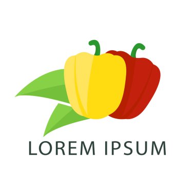 Kırmızı biber soyut logosu düşüyor ya da yok oluyor. vektör illüstrasyonu.