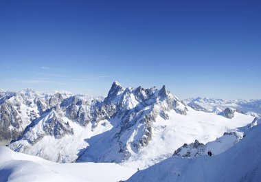 Aiguille du Midi üzerinden Alplerdeki görünümünde sonbahar