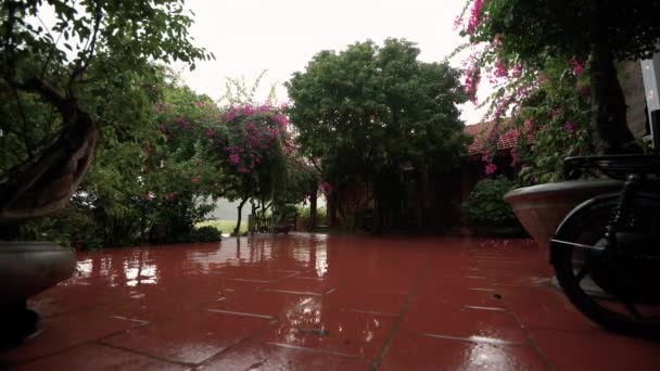 タム・コック家族のホームステイで雨,ニンビン,北ベトナム. — ストック動画