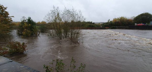 7th November 2019 - Sheffield floods and the river Don breaks it banks after heavy rainfall in South Yorkshire, UK. 