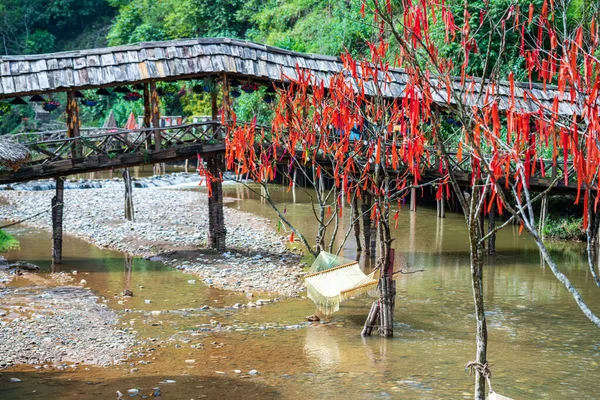 The bridge over Cat Cat Village river, a famous tourist attraction in Northern Vietnam