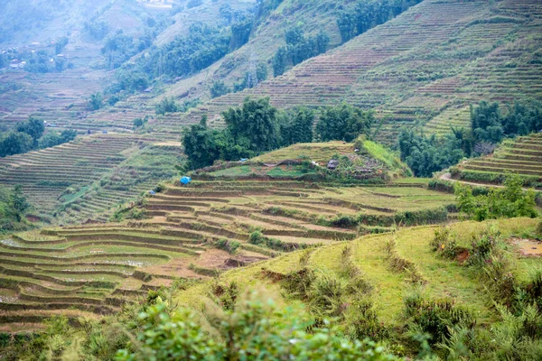 Beautiful shot of Sapa and the surrounding mountains in North Vietnam during a overcast day in Autumn 2019 — Stock Photo, Image