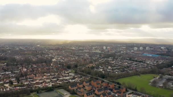 Aerial 4K footage of Chester, Cheshire, Northern UK during December 2019 with beautiful clouds. Shot on Christmas day — Stock Video