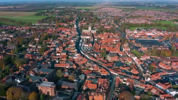 Aerial drone view of Beverley market town in East Yorkshire, Αγγλία Φθινόπωρο 2019 — Αρχείο Βίντεο