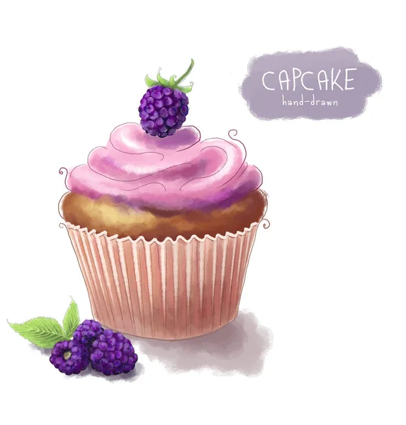 Böğürtlenli ve kremalı Vektör Kek, Kek Vektörü, el yapımı