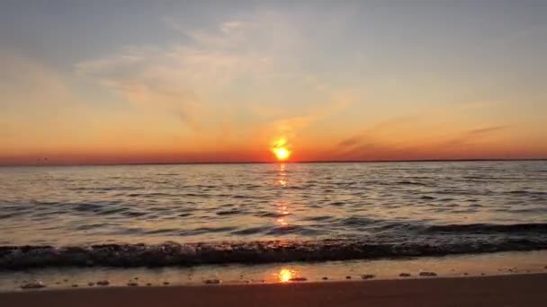 Soluppgång Över Det Lugna Havet Sommarsolen Reflekteras Från Vattnet Solnedgång — Stockvideo