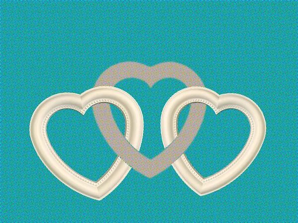 Two hearts are interconnected, on an isolated background. White hearts together forever. Concept: Valentine\'s Day, the relationship of two hearts.