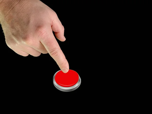 The index finger pushes the button from the inside. Finger touch to switch in space. A person turns on or off the system. Concept: start, stop.