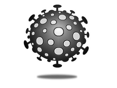 Coronavirus bakteri hücresi. Beyaz arka planda koronovirüs görüntüsü. Kavram: İneklerin önlenmesi, hastalığın salgını..