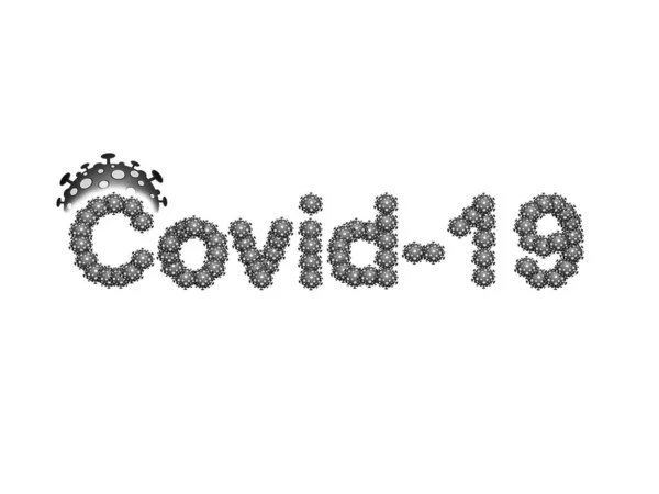 Koronavirová Bakteriální Buňka Nápis Obrázek Koronoviru Bílém Pozadí Koncepce Covid — Stock fotografie
