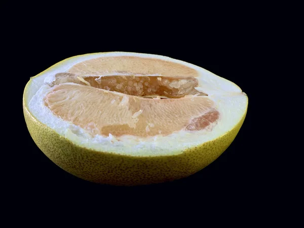 Ripe Pamela Cut Black Background Half Large Grapefruit Concept Citrus — Stock Photo, Image