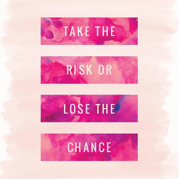 Neem het risico of verlies de kans. Beste motiverende citaten en uitspraken over het leven, wijsheid, positief, Verheffen, empowerment, succes, Motivatie. — Stockfoto