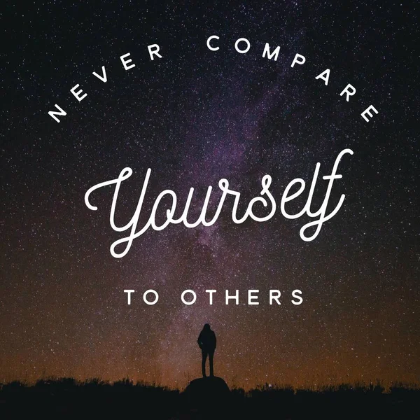 Never Compare Yourself Others Inspirational Quote Best Motivational Quotes Sayings — Stock Photo, Image
