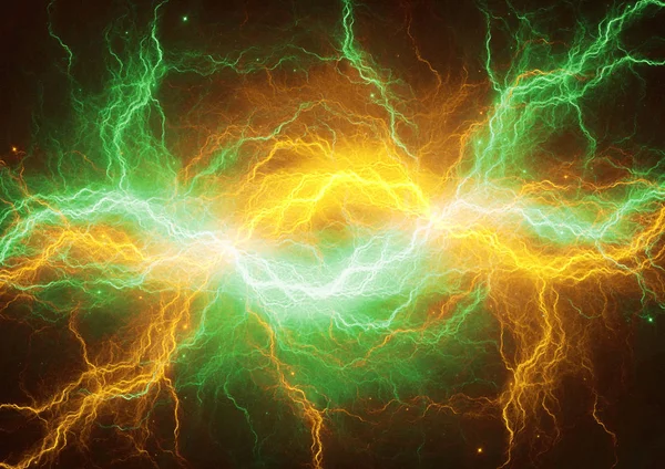 Gold and green abstract lightning — Stock Photo, Image