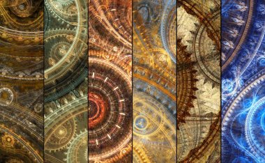 Fantezi steampunk tasarım, altı afiş