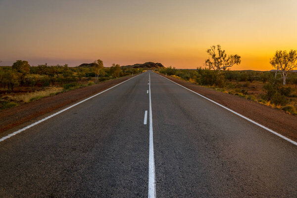 Sunset over australian highway