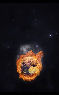 Planet earth alevler içinde