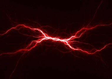 Red plasma lightning, abstract electrical background