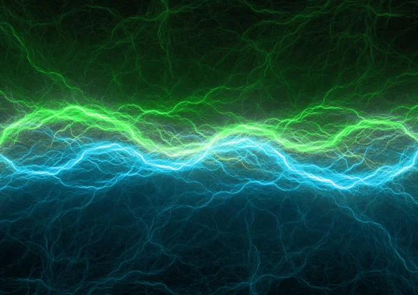 Zelené Modré Elektrické Blesky Abstraktní Plazmy — Stock fotografie