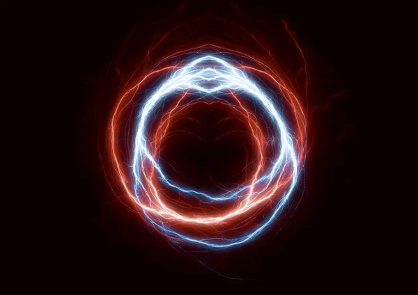 Feuer Und Eis Kreis Blitz Plasma Und Macht Hintergrund — Stockfoto