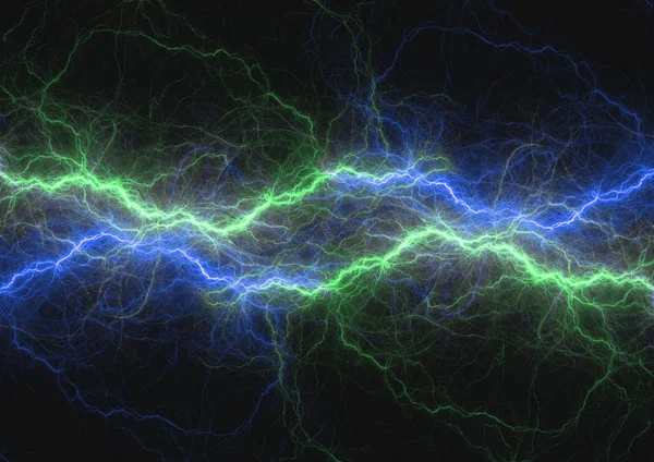 Blue Green Lightning Bolt Abstract Plasma Power Background — Stock Photo, Image