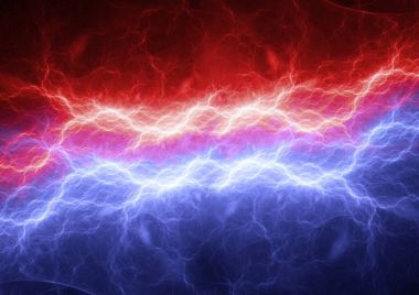 Kırmızı ve Mavi Yıldırım, modern güç elektrik arka plan