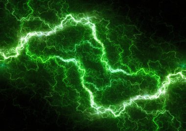 Yeşil güç, plazma ve enerji yıldırım arka plan, ekoloji kavramı