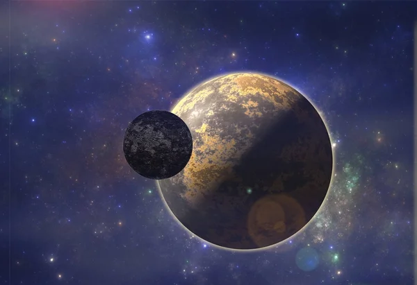 Deep Space Buitenaardse Planeet Scifi Universum Illustratie — Stockfoto