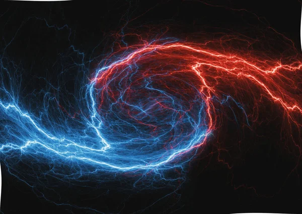 Wirbelnde Feuer Und Eis Plasma Blitze Abstrakter Elektrischer Hintergrund — Stockfoto