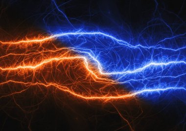 Ateş ve buz yıldırım plazma arka plan, elektrik soyut