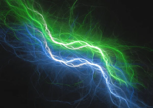 Blue Green Lightning Abstract Plasma Fractal Background — Stock Photo, Image