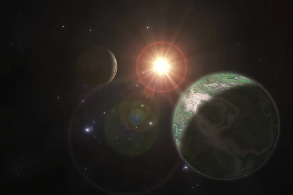 Espace Lointain Planète Extraterrestre Fantaisie Astro Illustration — Photo