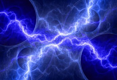 Mavi plazma elektriksel yıldırım, soyut enerji