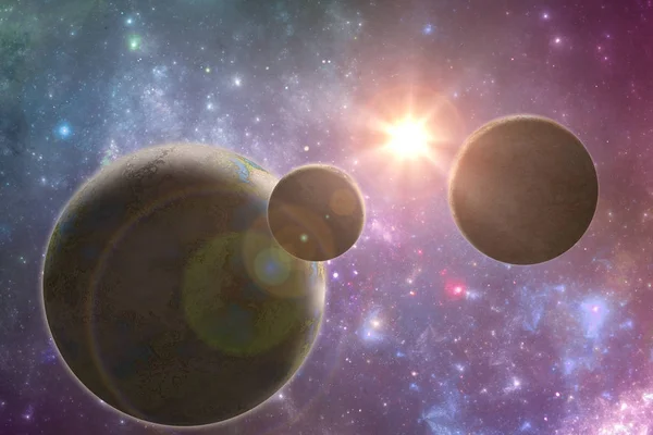 Фантастична Сонячна Система Науковий Всесвіт Ілюстрація — стокове фото