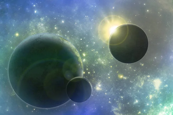 Fantasy Naprendszerünk Scifi Universe Illusztráció — Stock Fotó