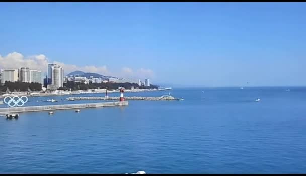 Море Сочі Вітрильне Судно Chersonesos Пірсі — стокове відео
