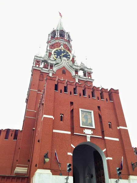 Spasskaja Turm Auf Dem Roten Platz Moskau — Stockfoto