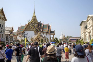 Bangkok, Tayland 29 Aralık 2019: Bangkok 'ta turist grubu